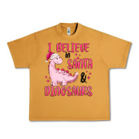 Peanut Butter i believe in santa & dinosaurs pink Urban Heavy Tee - MaliasSmallBusiness