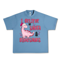 Pebble Blue i believe in santa & dinosaurs pink Urban Heavy Tee - MaliasSmallBusiness