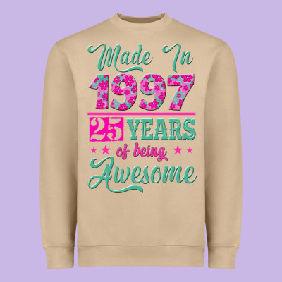 Made In 1997, 25 Years Of Being Awesome Heavyweight Sweatshirt Designed By Jasminsmagicworld