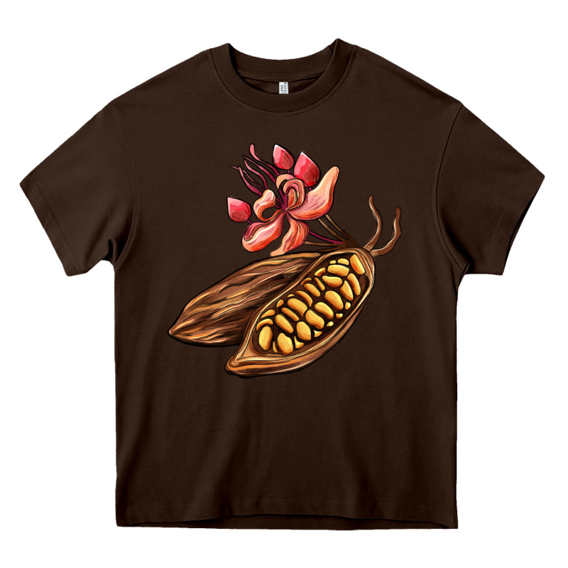 Cacao Beans And Flowers Heavy Core Tee by AdoDesignShop | Teevron