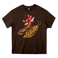 Chocolate Brown cacao beans and flowers Heavy Core Tee - AdoDesignShop