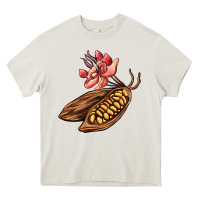 Cream cacao beans and flowers Heavy Core Tee - AdoDesignShop