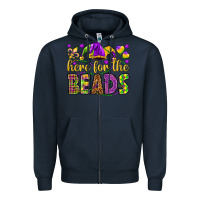 Navy Here for the beads Zipper Hoodie - HowdyJamesFarm