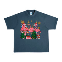 Midnight Navy christmas flamingos Urban Heavy Tee - MaliasSmallBusiness