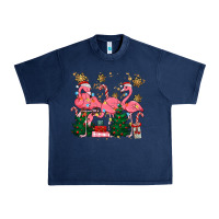 Navy christmas flamingos Urban Heavy Tee - MaliasSmallBusiness