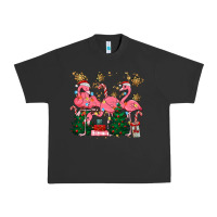 Pigment Black christmas flamingos Urban Heavy Tee - MaliasSmallBusiness