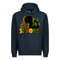 Navy She is strong Black History Premium Hoodie - HowdyJamesFarm