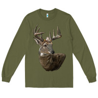 Army Green white tailed buck deer head Long Sleeve Tee - LillyAllenDesigns