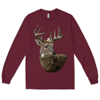 Burgundy white tailed buck deer head Long Sleeve Tee - LillyAllenDesigns