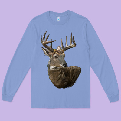 White Tailed Buck Deer Head Long Sleeve Tee Designed By Lillyallendesigns