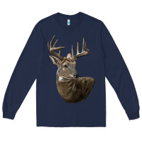Navy white tailed buck deer head Long Sleeve Tee - LillyAllenDesigns