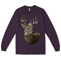 Plum white tailed buck deer head Long Sleeve Tee - LillyAllenDesigns