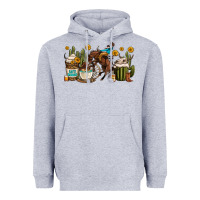 Heather Grey rodeo cowboy coffee cups Heavyweight Hoodie - OliviaCreatesArt