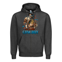 Charcoal Heather Little Cowboy Midilli Horse kid boy Zipper Hoodie - HowdyJamesFarm