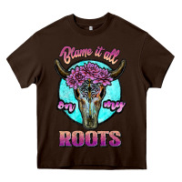 Chocolate Brown blame it all on my roots white Heavy Core Tee - JahusDesignShop