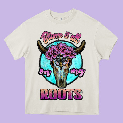 Blame It All On My Roots White Heavy Core Tee Designed By Jahusdesignshop