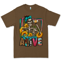 Cacao staying alive coffee drinking skeleton Premium Tee - Jasminsmagicworld