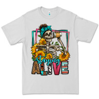 Dove Grey staying alive coffee drinking skeleton Premium Tee - Jasminsmagicworld