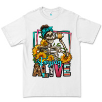 White staying alive coffee drinking skeleton Premium Tee - Jasminsmagicworld