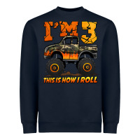 Navy i'm three this is how i roll monster truck birthday Heavyweight Sweatshirt - Jasminsmagicworld