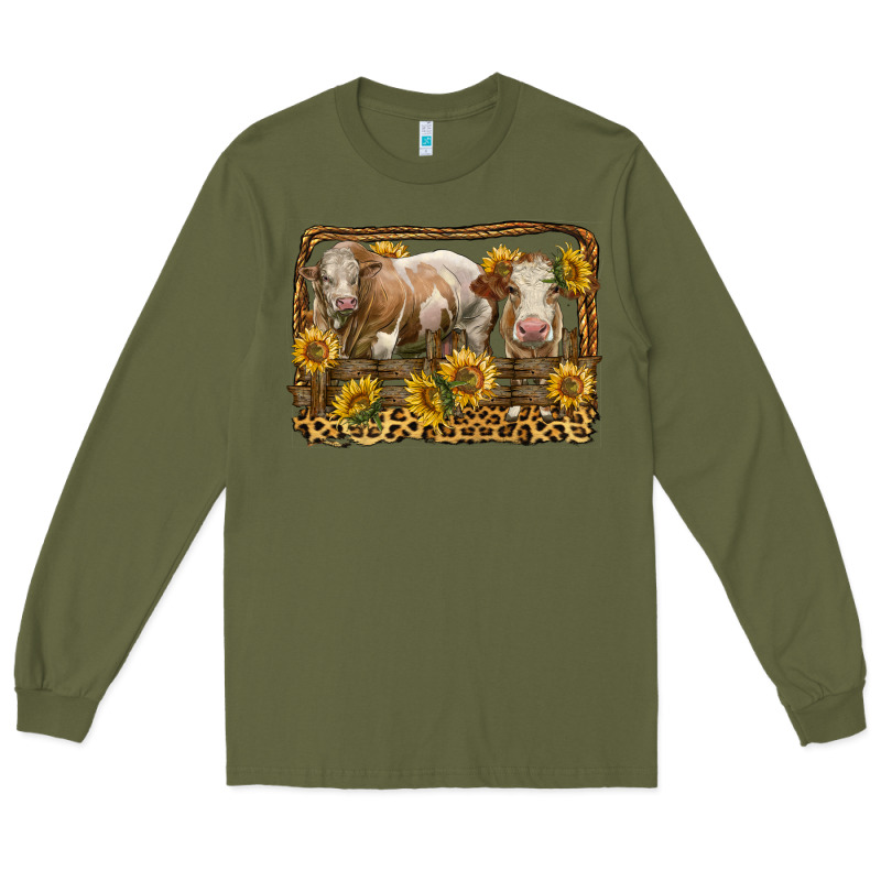 Simmental Bull And Heifer With Sunflowers Long Sleeve Tee by LillyAllenDesigns | Teevron