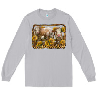 Moon Dust simmental bull and heifer with sunflowers Long Sleeve Tee - LillyAllenDesigns
