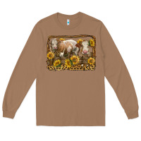 Toasted Coconut simmental bull and heifer with sunflowers Long Sleeve Tee - LillyAllenDesigns