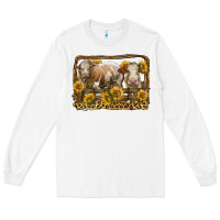 White simmental bull and heifer with sunflowers Long Sleeve Tee - LillyAllenDesigns