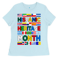 Baby Blue hispanic haritage month flags Ladies Tee - BundleAndBundleShop
