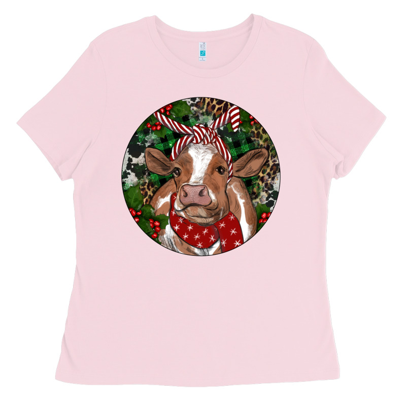 Brown Cow Christmas Ladies Tee by RanaPortraitStore | Teevron