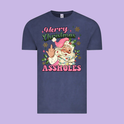 Merry Christmas Assholes Vintage Tee Designed By Maliassmallbusiness
