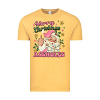 Vintage Mustard merry christmas assholes Vintage Tee - MaliasSmallBusiness