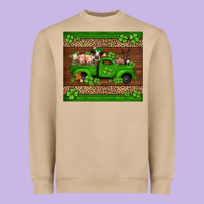 St Patricks Farm Animals Truck Heavyweight Sweatshirt Designed By Jasminsmagicworld