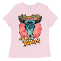 Bubblegum Pink blame it all on my roots bull skull black Ladies Tee - JahusDesignShop