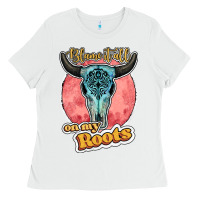 White blame it all on my roots bull skull black Ladies Tee - JahusDesignShop