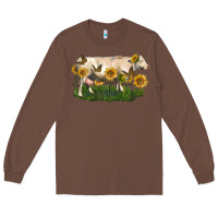 Chestnut charolais cow with sunflower Long Sleeve Tee - LillyAllenDesigns