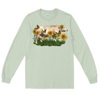 Matcha charolais cow with sunflower Long Sleeve Tee - LillyAllenDesigns