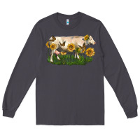 Smoke charolais cow with sunflower Long Sleeve Tee - LillyAllenDesigns