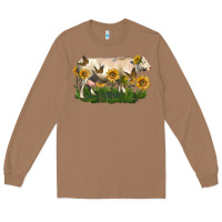 Toasted Coconut charolais cow with sunflower Long Sleeve Tee - LillyAllenDesigns