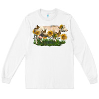 White charolais cow with sunflower Long Sleeve Tee - LillyAllenDesigns