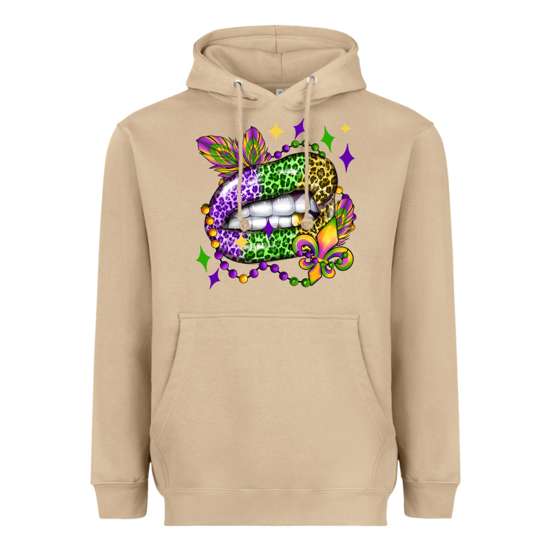 Mardi Gras Lip Olivia Heavyweight Hoodie by OliviaCreatesArt | Teevron