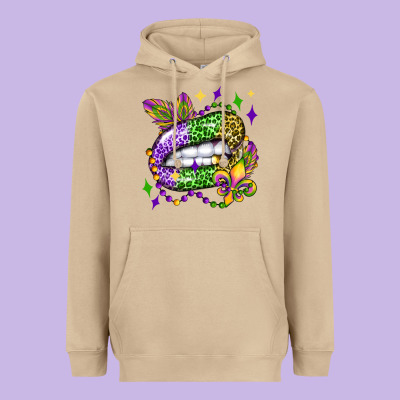 Mardi Gras Lip Olivia Heavyweight Hoodie Designed By Oliviacreatesart