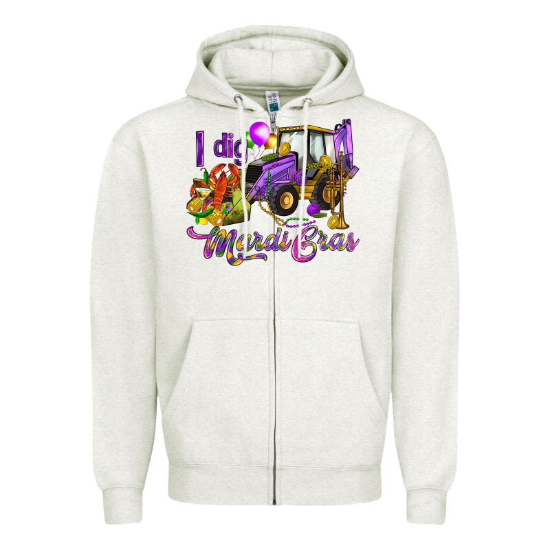 I Dig Mardi Gras Zipper Hoodie by HowdyJamesFarm | Teevron