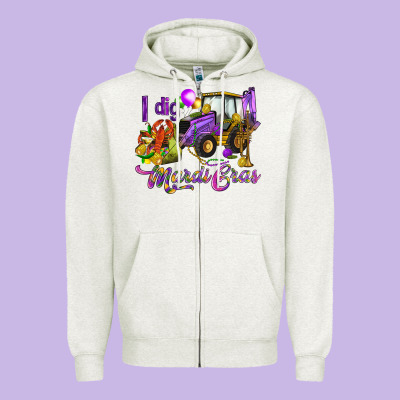 I Dig Mardi Gras Zipper Hoodie Designed By Howdyjamesfarm