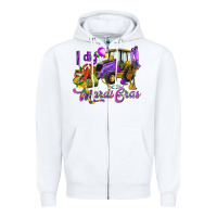 White I dig Mardi Gras Zipper Hoodie - HowdyJamesFarm