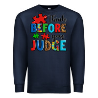 Navy think before you judge Premium Sweatshirt - OliviaCreatesArt