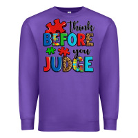 Purple think before you judge Premium Sweatshirt - OliviaCreatesArt