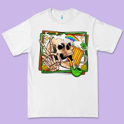 St Patricks Day Peace Skull Premium Tee Designed By Jasminsmagicworld