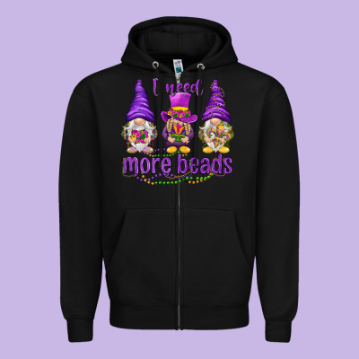 I Need More Beads With Gnomies Zipper Hoodie Designed By Howdyjamesfarm