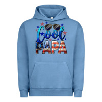 Pigment Pebble Blue Cool Papa American Flag 4th of July Urban Hoodie - LillyAllenDesigns